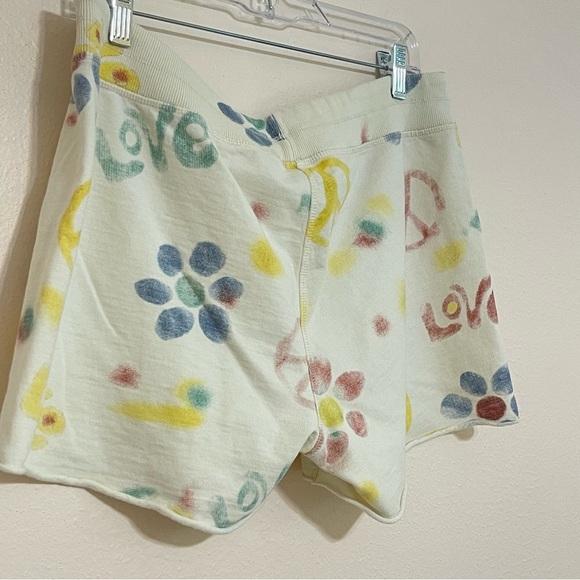 RARE Lucky Brand ☮︎︎ Watercolor Peace Love Sweat Shorts ☮︎︎ size Large - Picture 4 of 8